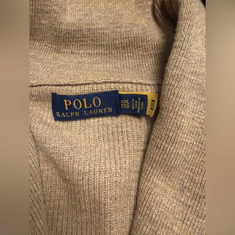 Polo by Ralph Lauren Men's Beige Cardigan Sweater - Picture 5 of 7